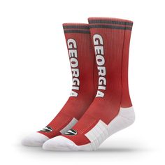 Finish any outfit in Georgia Bulldogs style with these Premium Wordmark Crew Socks from Strideline. They feature bold team graphics over a classic design. The compression padding and formed heel give these Georgia Bulldogs socks added comfort with every step. 70s Bedding, Moccasins Slippers, Georgia Bulldogs, Dress Socks, Socks And Hosiery, Sock Shoes, Crew Socks, Hosiery, Classic Design