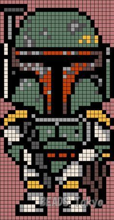 a cross stitch pattern of a boba fett from star wars