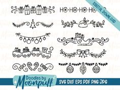 doodles by mompuff christmas borders and ornaments digital stamp set for use on crafts