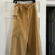 High Fashion Rachel Gilbert Long Camel Skirt With High Slit And Side Pouch Built Into The Belt. Never Worn Camel Skirts, Rachel Gilbert, High Fashion, Camel, Womens Skirt, A Line, Size 4, Pouch, Skirt