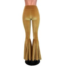 "**Due to SO MANY issues with USPS - we STRONGLY ENCOURAGE you to purchase the UPS Upgrade with your order located here: https://www.etsy.com/listing/926751536/ups-upgrade Made of luxurious mustard yellow or gold stretch velvet - these high-waisted bell bottoms will fit you perfectly. They hug your hips and flare out at the feet. The standard inseam is 35\" (the mannequin is 5'8\") but can be customized by putting your desired inseam in the comments/notes when checking out. Women's Sizing (See b Retro Full Length Fall Flares, Retro Full-length Fall Flares, Retro High Waist Stretch Flares, Vintage Fitted Flares For Fall, Retro Stretch Full Length Flares, Retro Stretch Full-length Flares, Vintage Flare Bottoms For Fall, Retro Full Length Stretch Flares, Vintage Flare Pants For Fall