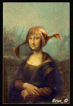 a painting of a woman with long hair and a ponytail in her hair is shown