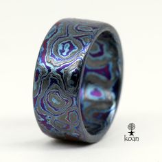 Modern Etched Rings, Mokume Gane Ring, Clay Cane, Mokume Gane, Signet Rings, Textured Ring, Custom Ring, Ring Minimalist, Unique Ring