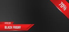 black friday sale banner with red ribbon and white text on dark background, 3d illustration