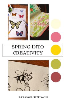 an image of spring into creativity with text overlay