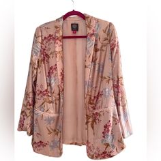 Vince Camuto Womens Pink Subtle Shimmer Floral Open-Front Blazer Jacket Vince Camuto. Color: Peach Bellini. ‘Graceful’ Sequin Floral Wildflower Open Front Blazer. O Open Front. 28" Length, 28" Sleeve. Women’s Floral Print Sequin Blazer Pink Floral Embellished Jacket For Women Light Pink Blazer With Floral Design Sequin Floral Blazer For Women Women’s Elegant Floral Print Jacket Shimmery Floral Print Blazer Blush Pink Floral Patterned Blazer Women’s Chic Floral Open-Front Jacket Spring Floral Bla Formal Floral Print Outerwear For Spring, Patterned Blazer, Light Pink Blazers, Floral Print Jacket, Floral Print Blazer, Blazer For Women, Blazer Pink, Peach Bellini, Open Blazer