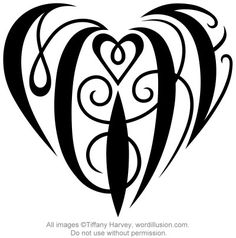 a heart shaped tattoo design with the words all makes tiffany harvey, versillion com do not use without permission