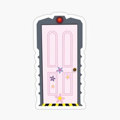 a pink door with flowers on it sticker