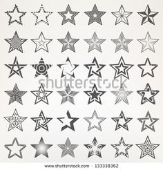 an image of stars in different shapes and sizes on a white background - stock photo