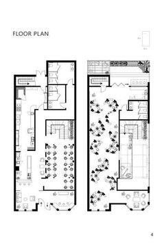 the floor plan for an office building with two floors and three separate areas, each with different