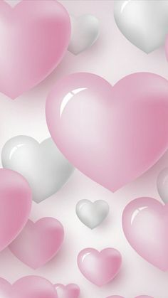 pink and white hearts floating in the air