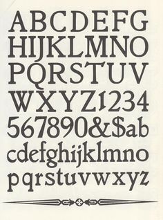 an old fashioned type of alphabet with numbers and letters in the upper half of it