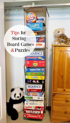 a stack of children's books next to a teddy bear on the floor in front of a closet