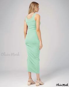 Olivia Mark - Fashionable and Sexy Drawstring Split Thread Vest Dress with Bodycon Pencil Skirt Bodycon Pencil Skirt, Hip Skirt, Tank Top Dress, Mid Length Skirts, Types Of Skirts, Vest Dress, Olivia Mark, Types Of Collars, Skirt Length