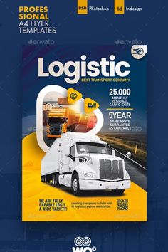 a flyer for a transport company with an image of a semi truck on the front