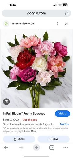 an instagram page with flowers on it