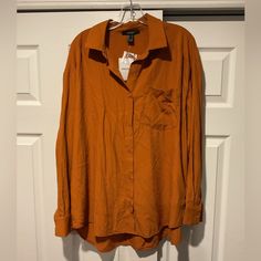 Nwt Forever 21 Rust Orange Button Up Dress Shirt Top Blouse Sz Large, A Tad Wrinkled, Great With Skinny Jeans! Great Christmas Gift! Will Ship Right Away. Check Out My Other Designer Items Boxy, Flowy, Boho Chic, Bohemian, Office, Work Fall Shirt With Collared Neckline For A Day Out, Trendy Collared Shirt For Fall, Collared Shirt For Day Out In Fall, Button-up Tops For Date Night, Casual Collared Shirt Dress For Fall, Fall Button-up Shirt For Day Out, Trendy Button-up Shirt Dress For Work, Long Sleeve Shirt For Date Night In Fall, Trendy Button-up Tops For Date Night