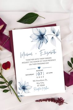 Free Floral Wedding Invitation Template on Canva