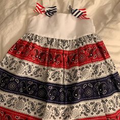 Brand New Without Tags! Never Worn Red White & Blue Girls Dress In Size 3 Casual Blue Dress For 4th Of July, Blue Patriotic Cotton Dress, Patriotic Blue Cotton Dress, Blue Cotton Patriotic Dress, Blue Girls Dress, Patriotic Dresses, Girls Blue Dress, Wearing Red, Girls Dress