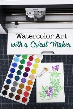 the watercolor art with a cricut maker is shown next to it's contents