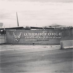 an air force sign is shown in black and white