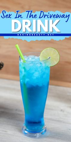 My Sex in the Driveway drink features bright, fruity flavors and an eye-catching electric blue color. This is one of the most refreshing and gorgeous drinks that everyone should try at least once. Cheap Mixed Drinks Alcohol Recipes, Good Drinks Alcohol, Drink Recipes Alcoholic Vodka, Easy Refreshing Summer Drinks Alcohol, Good Mixed Alcoholic Drinks Easy, Vodka Fruity Mixed Drinks, Easy Blue Cocktails, Uv Blue Drinks Recipes, Alcoholic Drinks Sweet