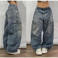 Y2K Harajuku Fashion New Stitching Heavy Industry Multi-pocket Baggy Jeans Women Street Pop Gothic Y2k Harajuku, Southpole Jeans, Street Jeans, Denim Decor, Retro Jeans, Streetwear Jeans, High Waist Wide Leg Pants, High Street Fashion, Wide Trousers