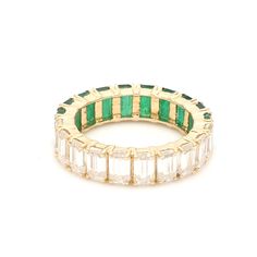 Half Emerald half moissanite eternity band ring in 14k 18k gold | Natural emerald cut moissanite and emerald ring gold | Emerald ring gold STONE DETAILS : ✦ Gemstone: Emerald ✦ Gemstone Type : Natural ✦ Gemstone Size : 5x3 mm ✦ Gemstone Shape : Emerald cut / Octagon cut ✦ Number of gemstones : 10 ✦ Gemstone Weight : 3-4 carats ✦ Gemstone Grade : AAA MOISSANITE DETAILS : ✦ Moissanit Size : 5x3mm ✦ Moissanite Color : D-E ✦ Moissanite Clarity : Loupe Clean ✦ Moissanite Cut : Excellent - Very Good ✦ Emerald Cut Moissanite Eternity Band In Fine Jewelry Style, Emerald Cut Moissanite Eternity Band Fine Jewelry, Emerald Cut Moissanite Eternity Band, Emerald Cut Moissanite Eternity Band With Prong Setting, Emerald Cut Moissanite Half Eternity Jewelry, Half Eternity Baguette Cut Emerald Jewelry, Baguette Cut Emerald Half Eternity Jewelry, White Emerald Cut Half Eternity Jewelry, Fine Jewelry Emerald Cut Emerald Eternity Band