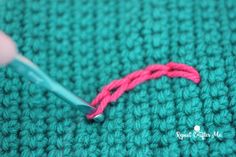 the crochet stitch is being worked on