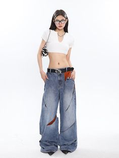 Size: M L XLColor classification: BlueApplicable season: All seasonsYear Season: Spring 2023Thickness: RegularTrouser length: Long pantsStyle: wide-legged pants size Trouser length waistline Hip circumference Leg circumference M 110 72 102 70 L 111 74 106 71 XL 112 76 110 72 Spring Outfits For School, 2000s Clothes, Casual Style Outfits, Lookbook Outfits, Denim Blue, High Waisted Pants, Spring Outfit, Jeans Pants, Outfit Inspirationen