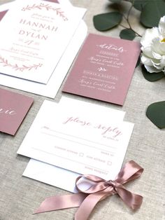 wedding stationery with pink and white flowers