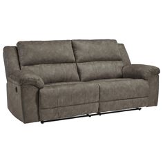 the reclining loveseat is shown in grey