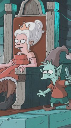 the simpsons character is being watched by an older woman