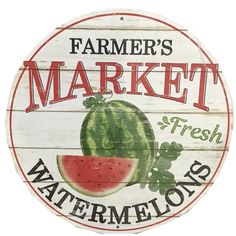 a sign that says farmers market fresh watermelon on the front and side of it