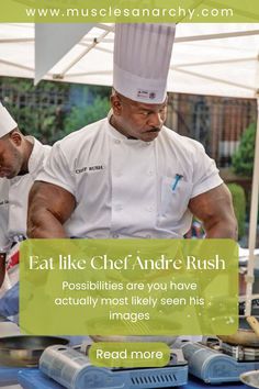 two chefs are preparing food at an outdoor event with the caption reads eat like chef andrush possibilities are you have actually most likely seen his images