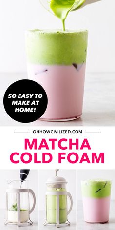 the instructions for how to make matcha cold foam