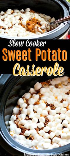 this slow cooker sweet potato casserole is so easy to make