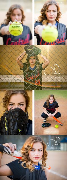 a series of photoshopped images showing women in softball uniforms