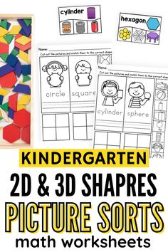 the printable worksheet for children to learn shapes and numbers with their own pictures