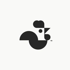 a black and white logo with an image of a bird on it's head