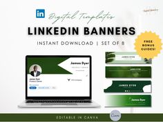 the linkedin banner is displayed on a laptop