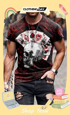 Men Fashion Casual Loose Plus Size Round Neck Short-sleeved Graphic Printed T-shirt Summer Skull Print Short Sleeve T-shirt, Casual Skull Print Crew Neck T-shirt, Casual Crew Neck T-shirt With Skull Print, Casual Long Sleeve T-shirt With Skull Print, Short Sleeve Skull Print T-shirt For Summer, Casual Long Sleeve Skull Print T-shirt, Skull Print Short Sleeve T-shirt For Summer, Casual Skull Print Summer T-shirt, Skull Print Crew Neck Top For Summer