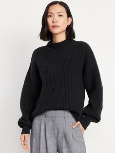 SoSoft Crop Sweater | Old Navy Black Knit Jumper, Buisness Outfits, Basic Essentials, Sweater Outfit, Popular Fashion, Crop Sweater, Navy Sweaters, Old Navy Women, Black Sweater