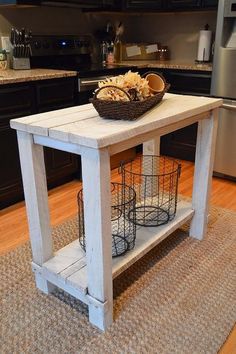 a kitchen island made from an old table