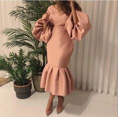 Long Sleeve Mermaid Dress, Fishtail Maxi Dress, Evening Dresses With Sleeves, Fishtail Dress, Dress Sleeve Styles, Evening Dress Fashion, Sleeves Clothing, Basic Dress, Long Puff Sleeves