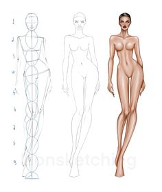 a woman's body is shown in three different positions