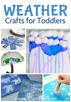 the book cover for weather crafts for toddlers with pictures of snowflakes and trees