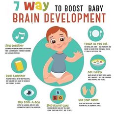 a baby sitting on top of a blue circle with the words 7 ways to best baby brain development