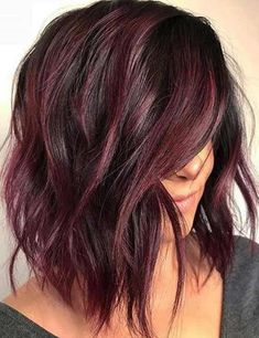 Longbob Hair, Purple Hair Color Ideas, Melena Bob, Purple Hair Color, Latest Hair Color, Dark Red Hair, Peinados Recogidos, Hair Color Purple, Hair Color Ideas For Brunettes