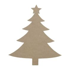 a wooden christmas tree cutout on a white background